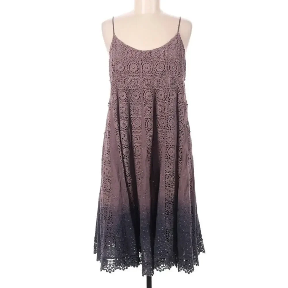 Free People Faux Diamond Sparkling Embroidered Dress